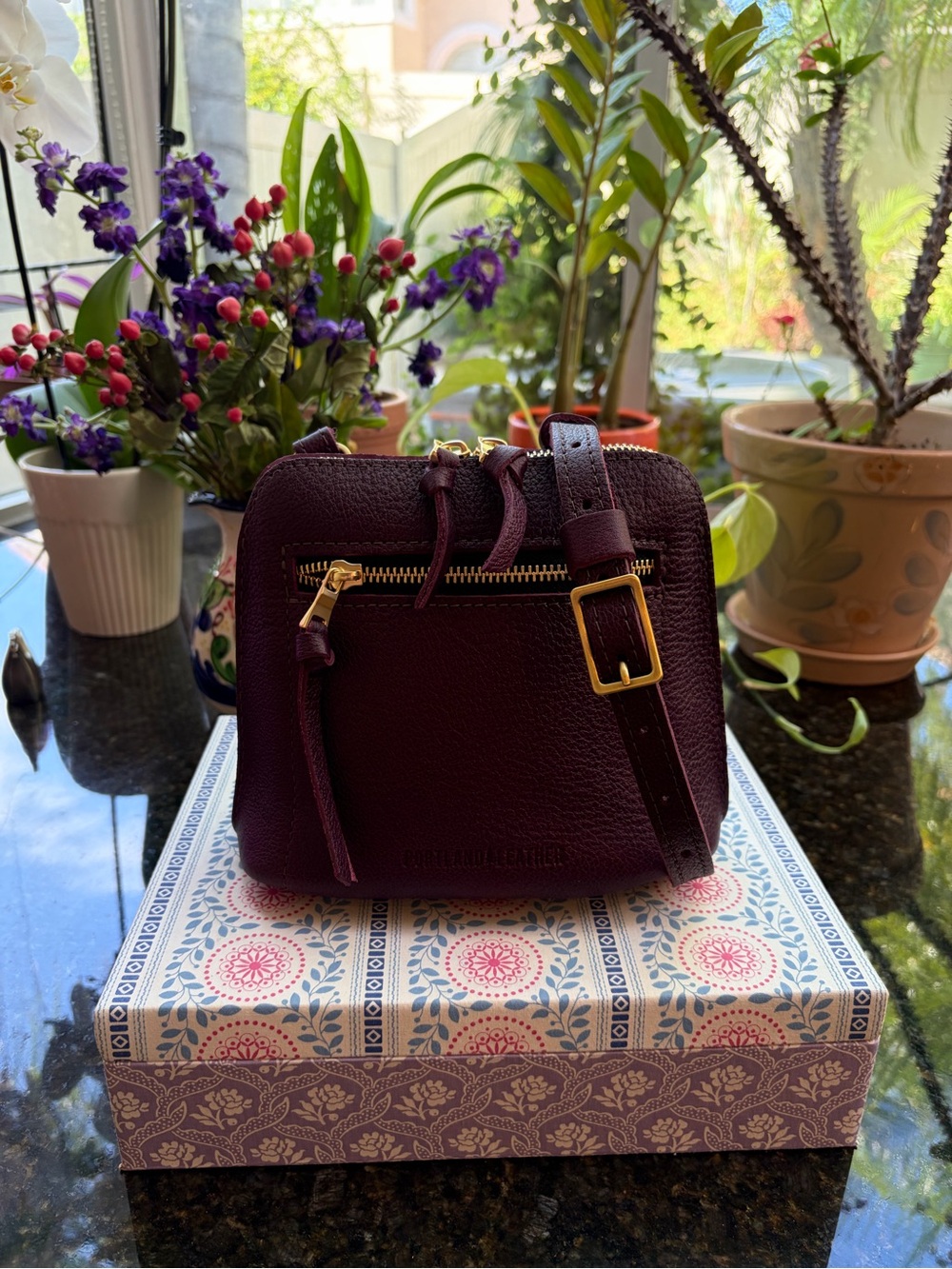 Portland Leather Plum Luna Crossbody